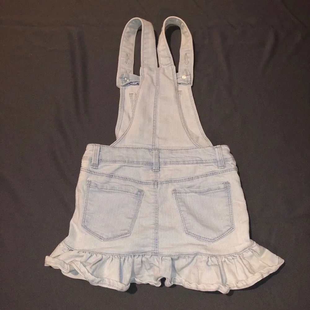 Squeeze Kids Girls Ruffle Hem Overall Jean Skirt Light Wash Size 5